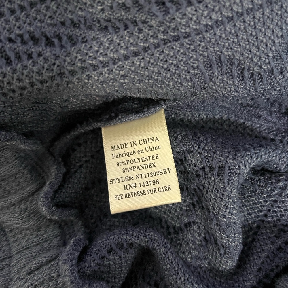 Women's New In Blue Cable Knit Pants with Pockets and Elastic Waist - Picture 6 of 6